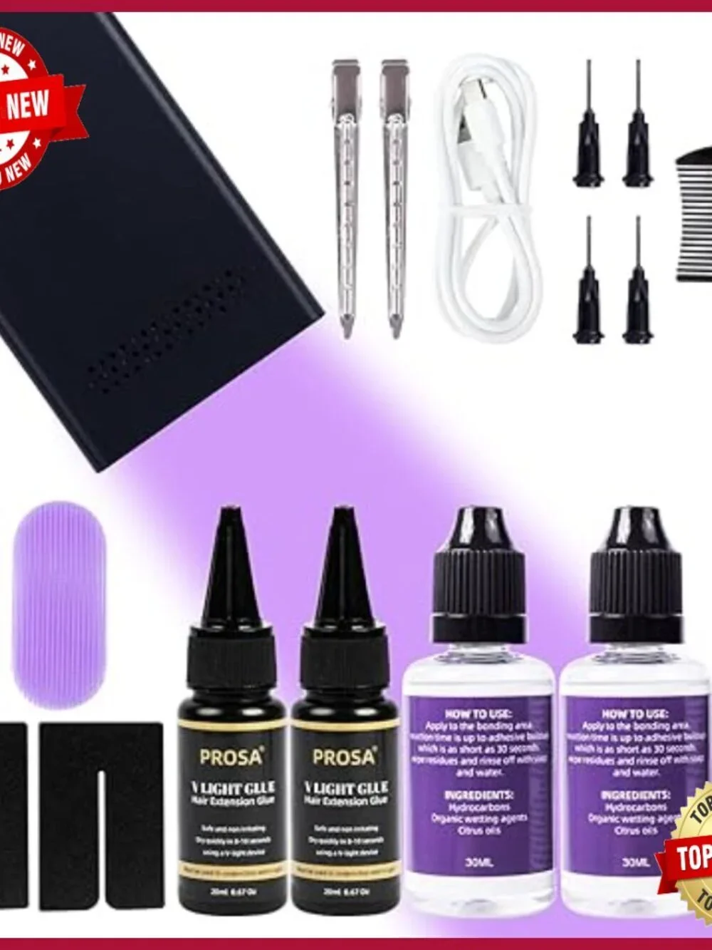 Professional UV Hair Extension Machine Kit with Glue and Shields